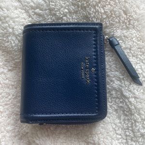 Navy Blue Leather Kate Spade Small Coin Purse Fold Wallet